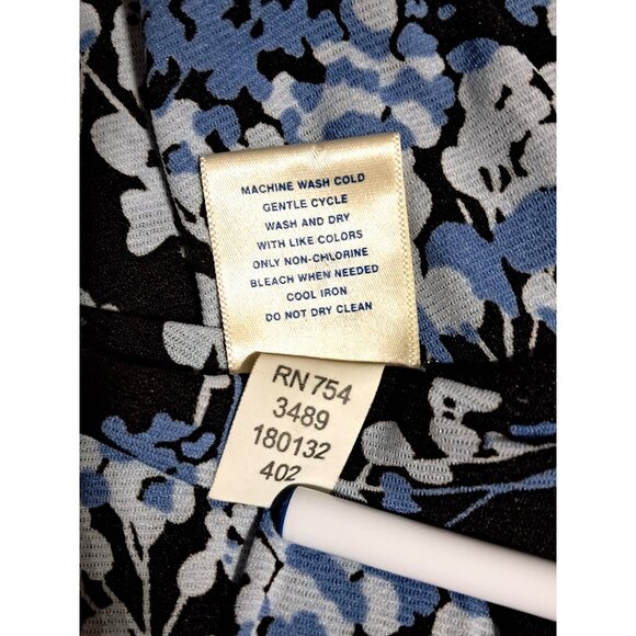 Old Navy Top Womens Size M Blue Cream Floral Floral V-Neck Long Sleeve Y2K - Picture 3 of 8